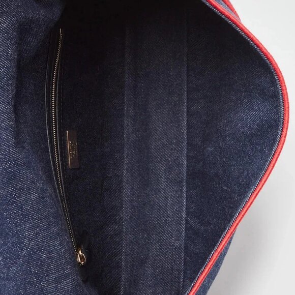 Fendi Blue/Red Dark Blue Denim Large Baguette Bag 8BR771 - Picture 11 of 12